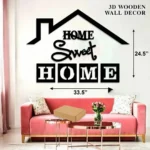 3D Wooden Wall Art Home Sweet Home Black 24.5" x 33.5" - Image 3