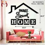 3D Wooden Wall Art Home Sweet Home Black 24.5" x 33.5"