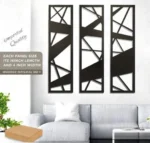 Modern Abstract Floral Wall Art Set Black MDF 12x22" - Image 5