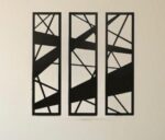 Modern Abstract Floral Wall Art Set Black MDF 12x22"