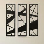 Modern Abstract Floral Wall Art Set Black MDF 12x22"