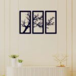 Modern Tree Wall Art Set Black Laser Cut 3Pcs - Image 4