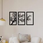 Modern Tree Wall Art Set Black Laser Cut 3Pcs - Image 5