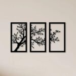 Modern Tree Wall Art Set Black Laser Cut 3Pcs - Image 2