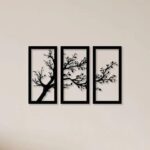 Modern Tree Wall Art Set Black Laser Cut 3Pcs