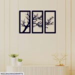 Modern Tree Wall Art Set Black Laser Cut 3Pcs - Image 3