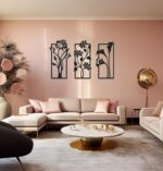 Golden Three Frame Wall Art Set 50x16 Inches - Image 3