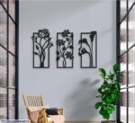 Golden Three Frame Wall Art Set 50x16 Inches