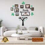 Family Tree Wall Art 3mm MDF Black Green 33x35
