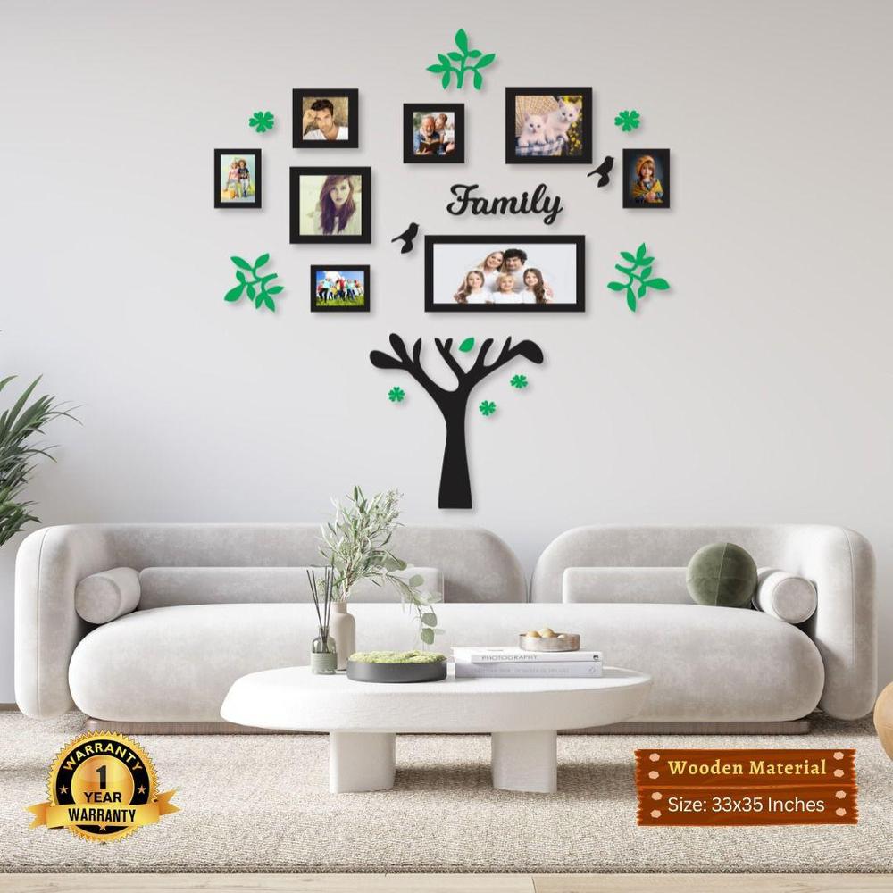 MZ24800043HDHDC-media-1 Family Tree Wall Art 3mm MDF Black Green 33x35 - Image 1