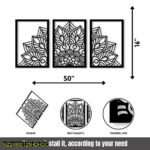 Black Laser Cut Abstract Wall Art Set of 3 Panels - Image 2