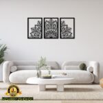 Black Laser Cut Abstract Wall Art Set of 3 Panels