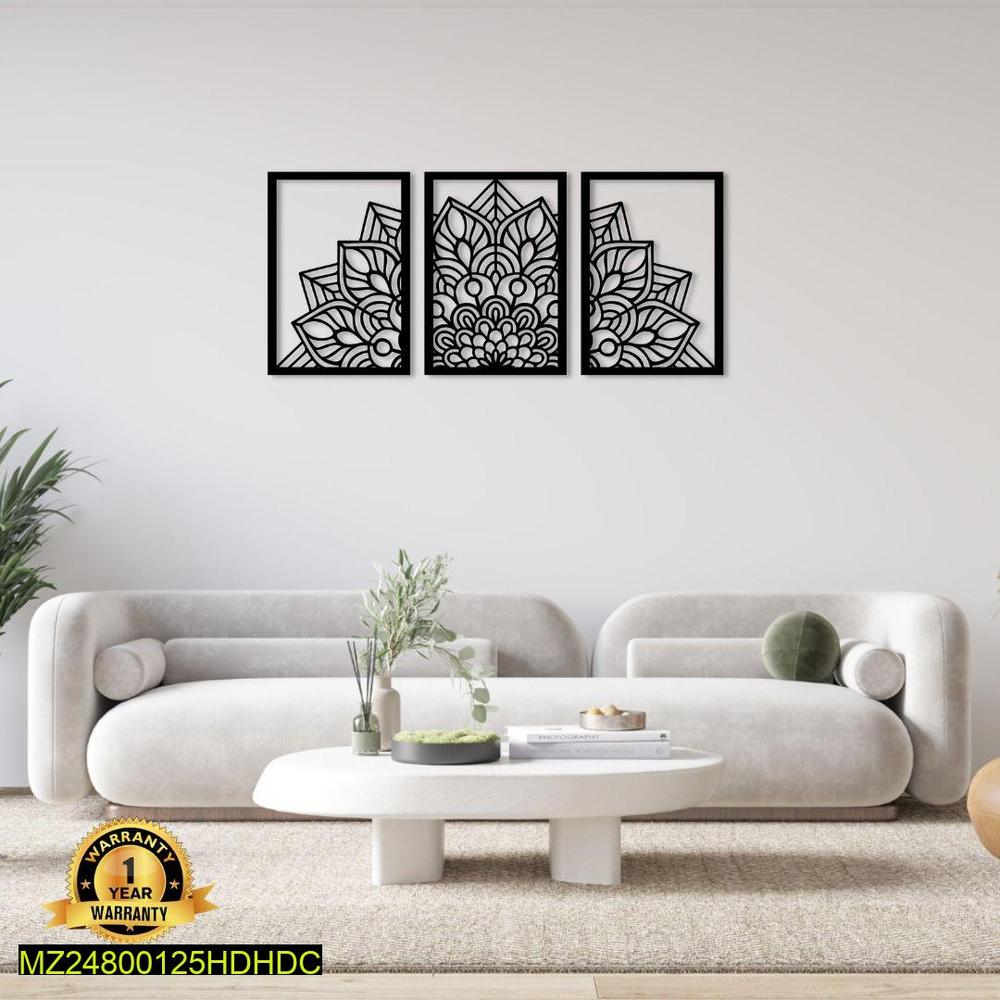 MZ24800125HDHDC-media-3 Black Laser Cut Abstract Wall Art Set of 3 Panels - Image 1