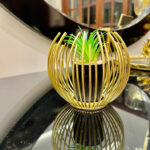 Metallic golden globe decor with planter inside - Image 3