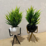 Luxury Ceramic Planters with Metal Stands (10x5 inches each)